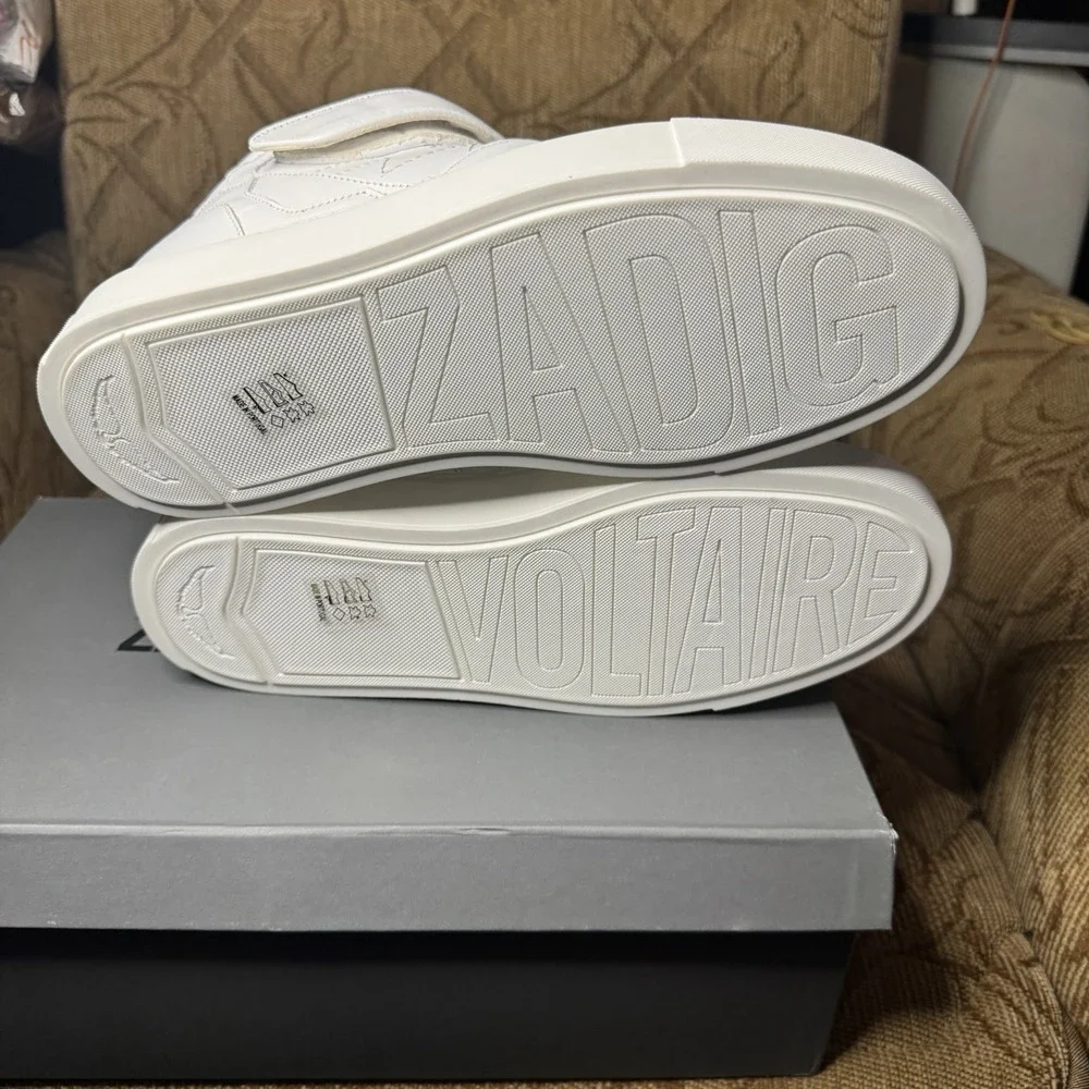 Zadig & Voltaire High Flash White Leather Hi-Top Sneakers Size 40‎ - Picture 6 of 7